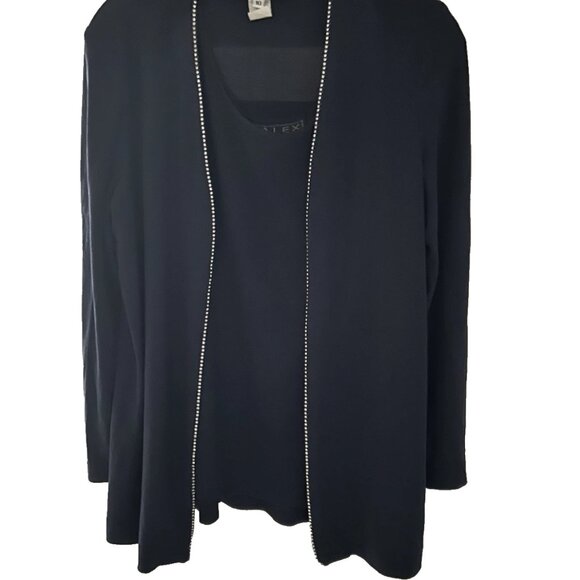 Alex Evenings Tops - Alex Evenings Rhinestone Trim Twinset, Tank &Jacket, Navy, Sz 10P, Evening Wear